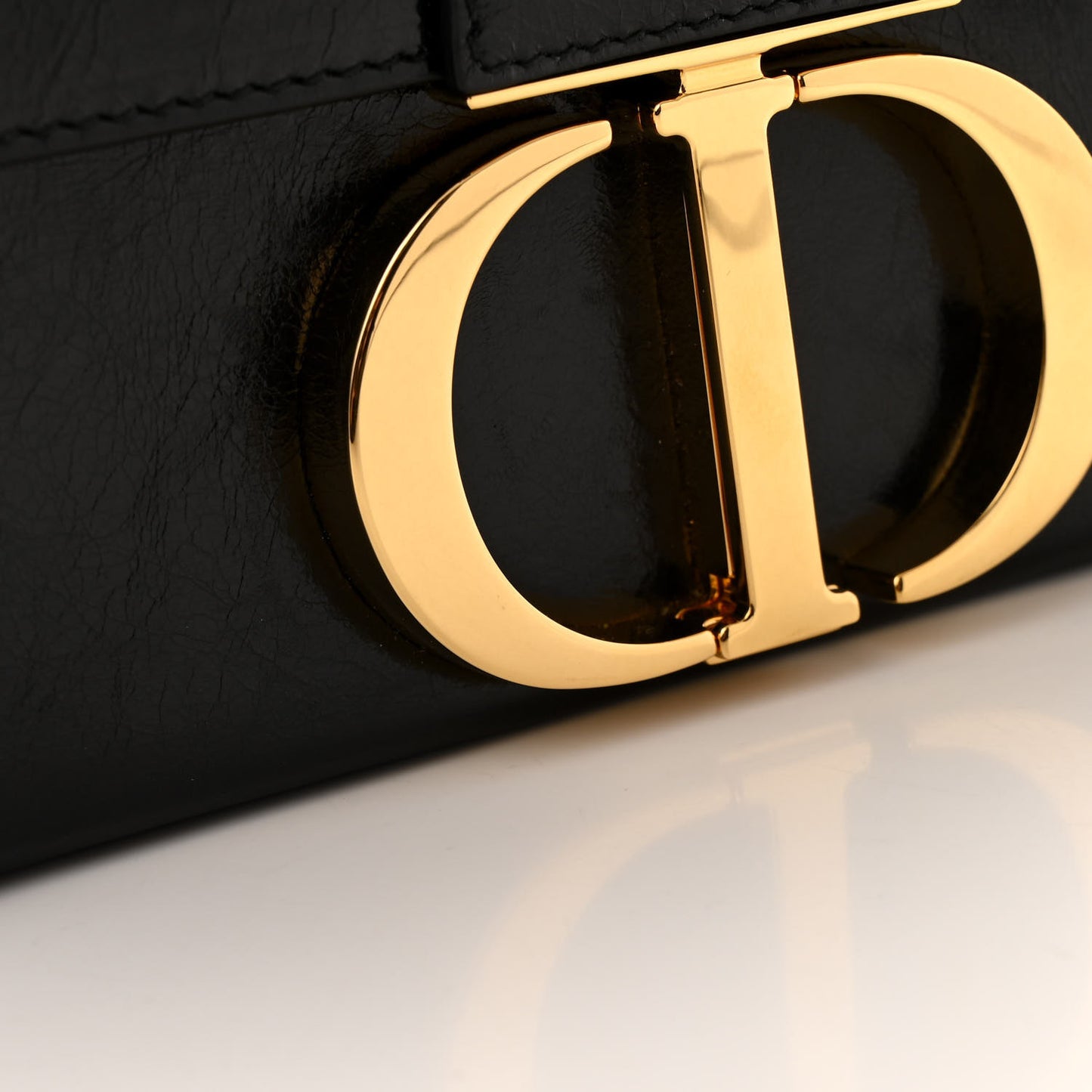 Crackled Lambskin 30 Montaigne Box Bag Black