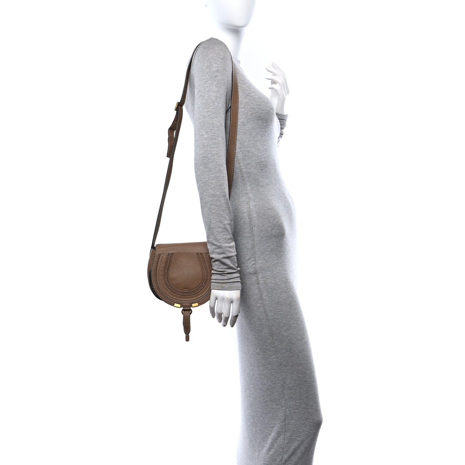 Chloe Grained Calfskin Small Marcie Saddle Bag Nut 2 of 13
