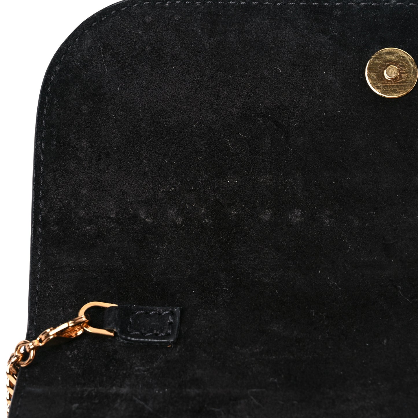 Suede Studded Virtus Chain Clutch Black