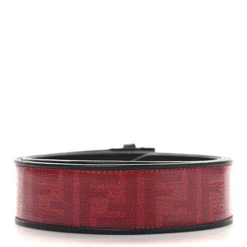 Glazed Fabric Vitello Century FF 1974 Belt 85 34 Rosso Black