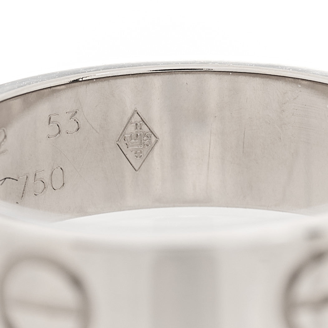 18K White Gold 5.5mm LOVE Ring 53 6.25