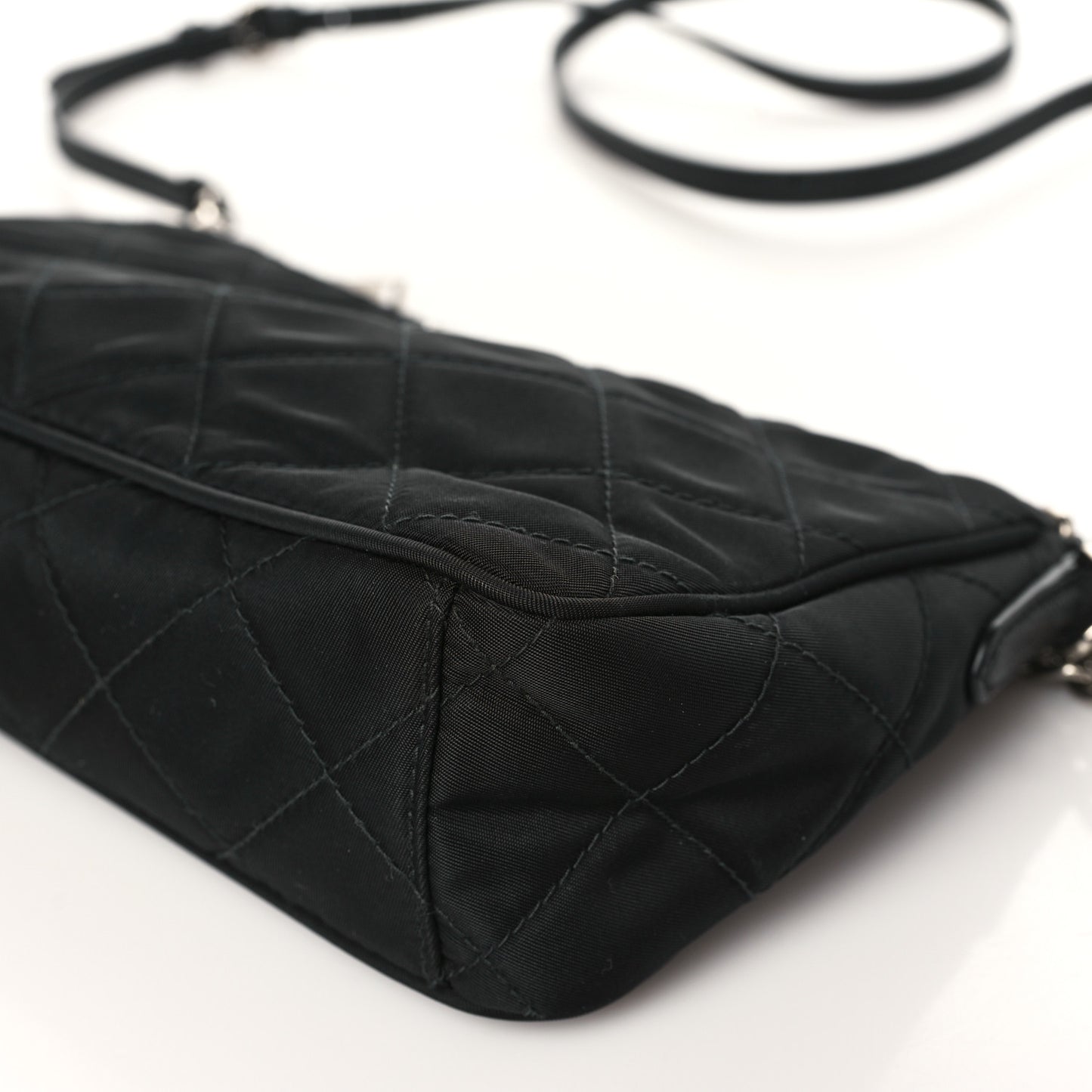 Nylon Tessuto Impuntu Quilted Crossbody Bag Black