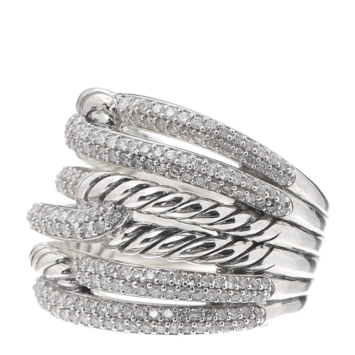 Sterling Silver Diamond 19mm Labyrinth Triple Loop Ring 52 6
