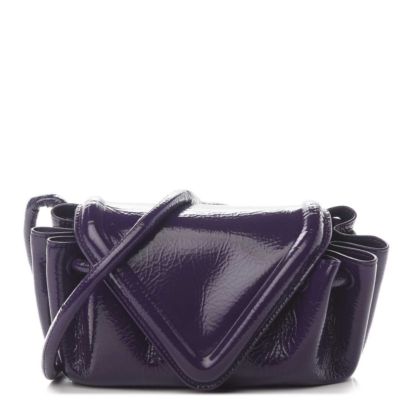 Patent Deerskin Small Beak Triangle Flap Shoulder Bag Raisin