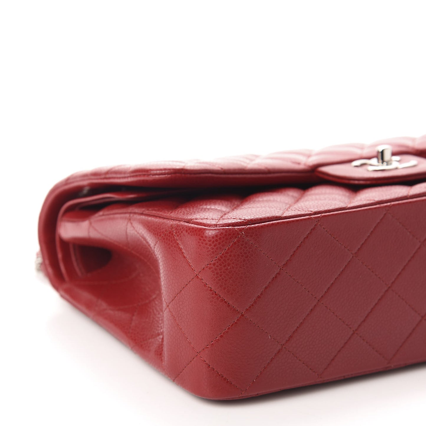 Caviar Quilted Jumbo Double Flap Red
