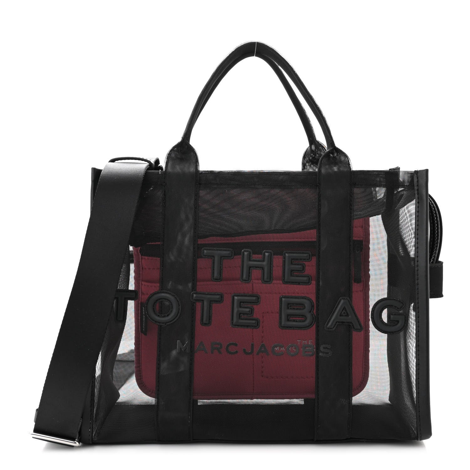 Marc Jacobs Nylon The Mesh Medium Tote Bag Black Pink 1 of 12