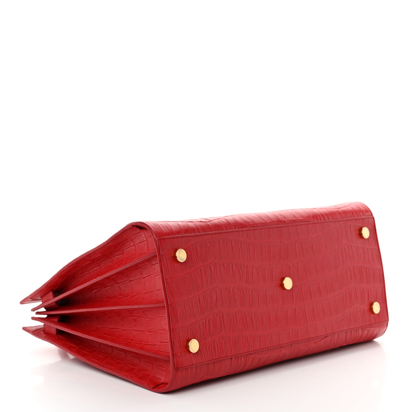 Calfskin Crocodile Embossed Large Sac De Jour Carryall Lipstick Red