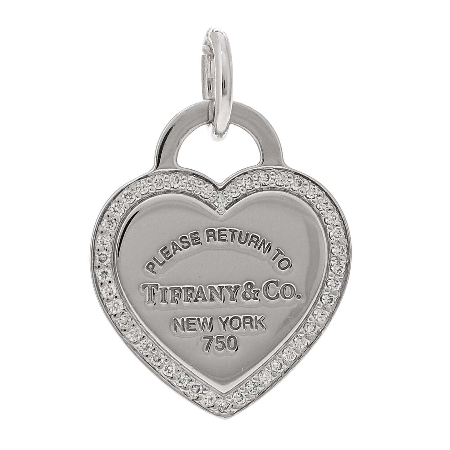 18K White Gold Diamond Return To Tiffany Heart Tag Pendant