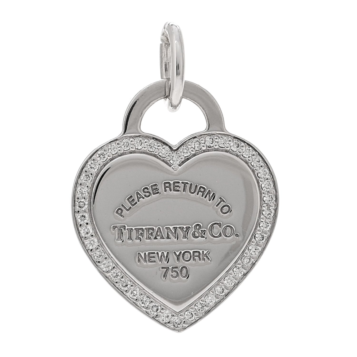 Tiffany 18K White Gold Diamond Return To Tiffany Heart Tag Pendant 1 of 3