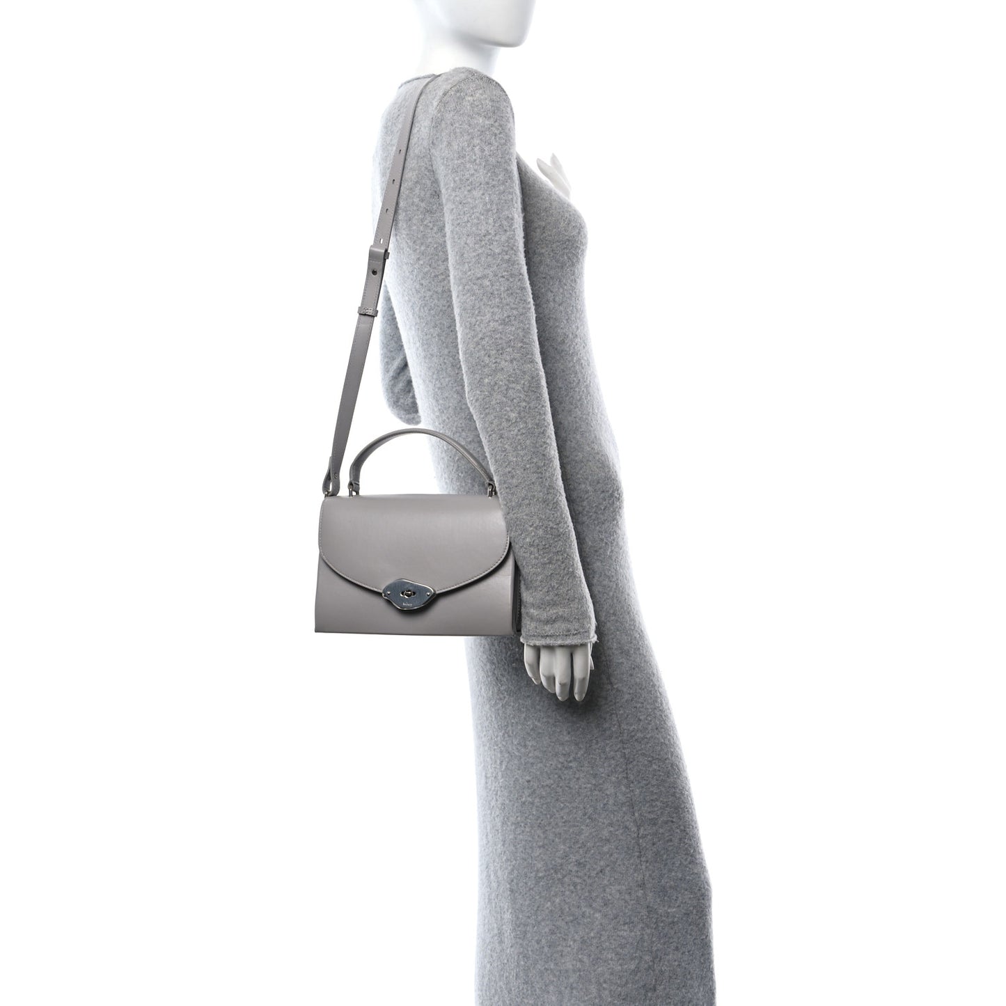 High Gloss Calfskin Lana Top Handle Pale Grey