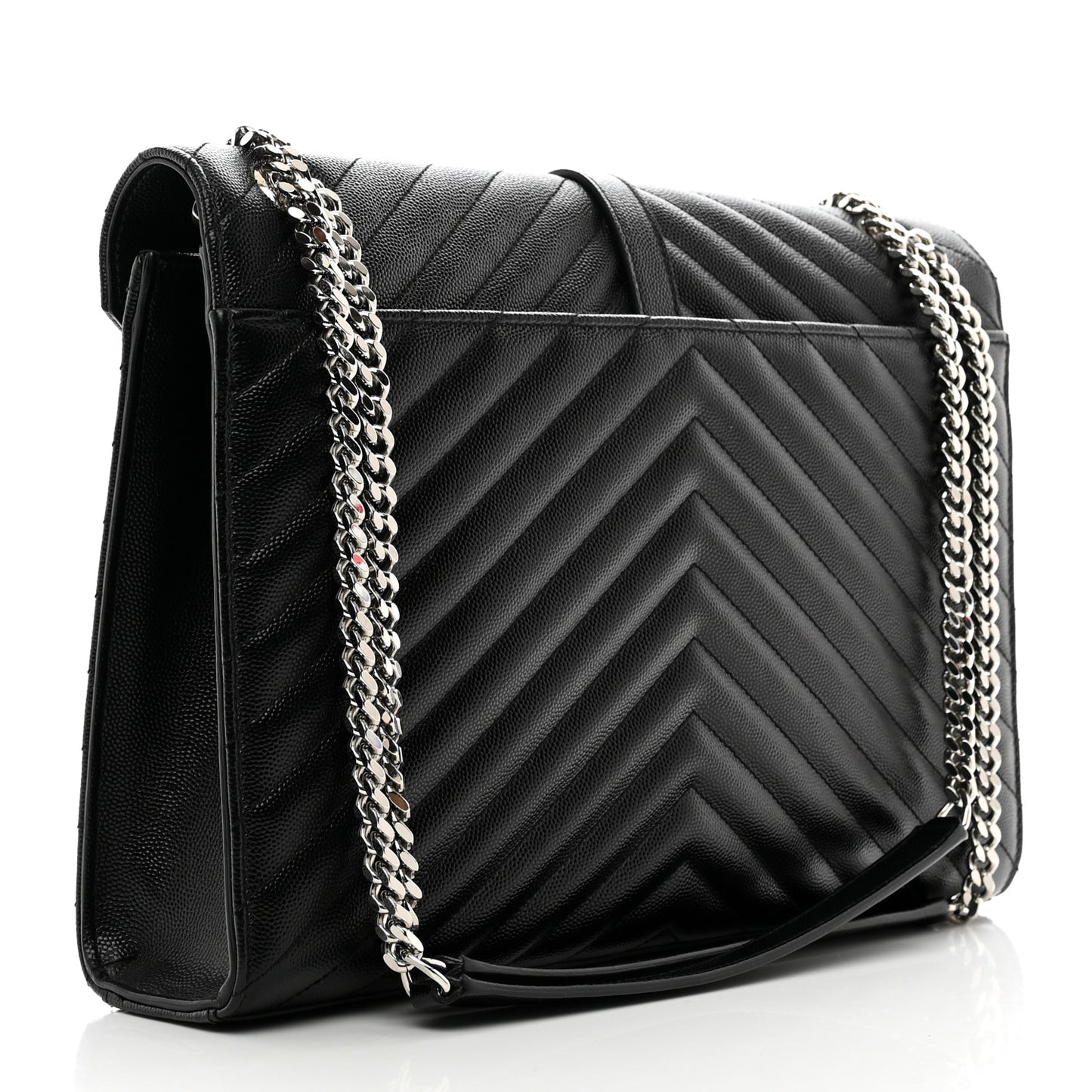 Grain De Poudre Matelasse Chevron Large Monogram Satchel Black