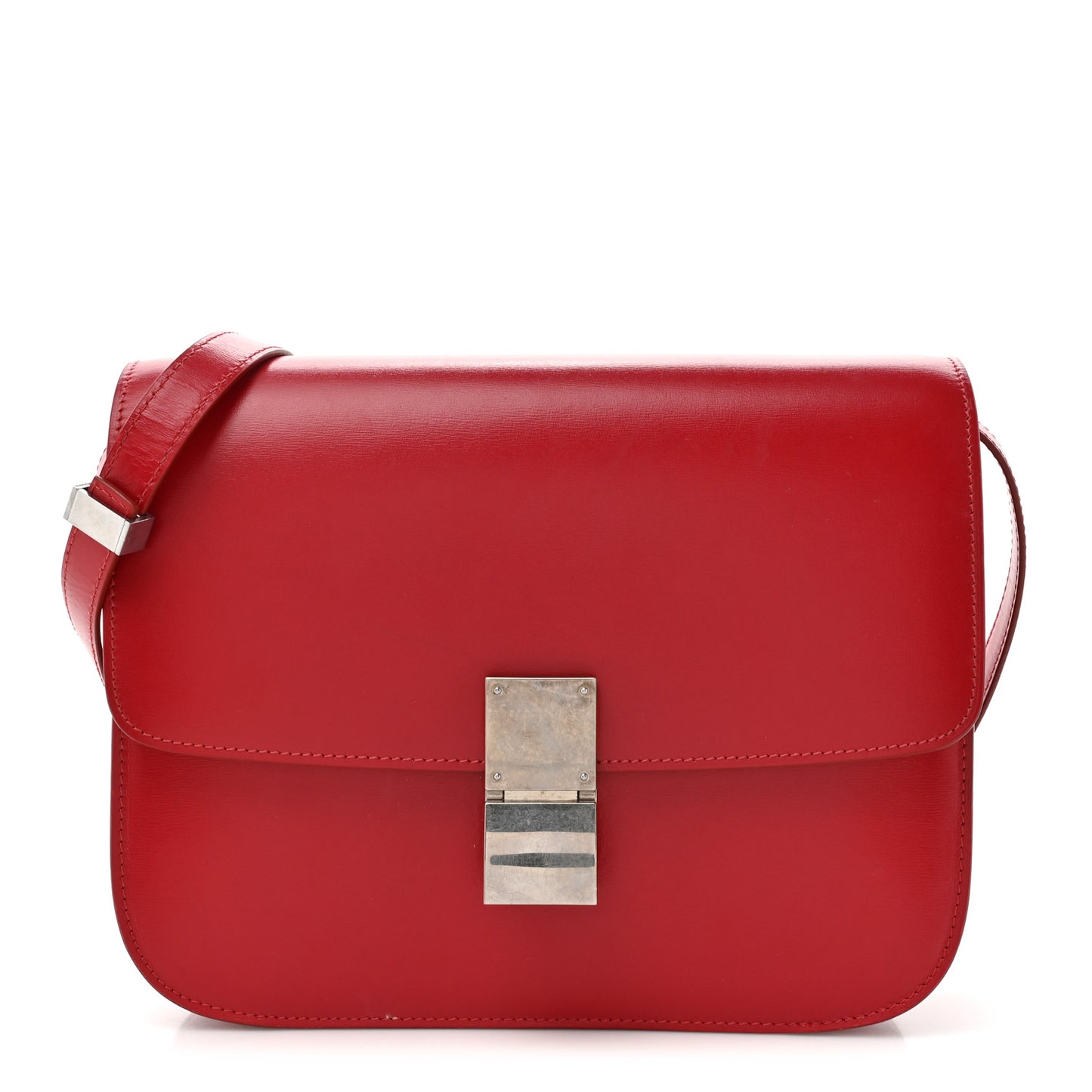 Box Calfskin Medium Classic Box Flap Bag Red