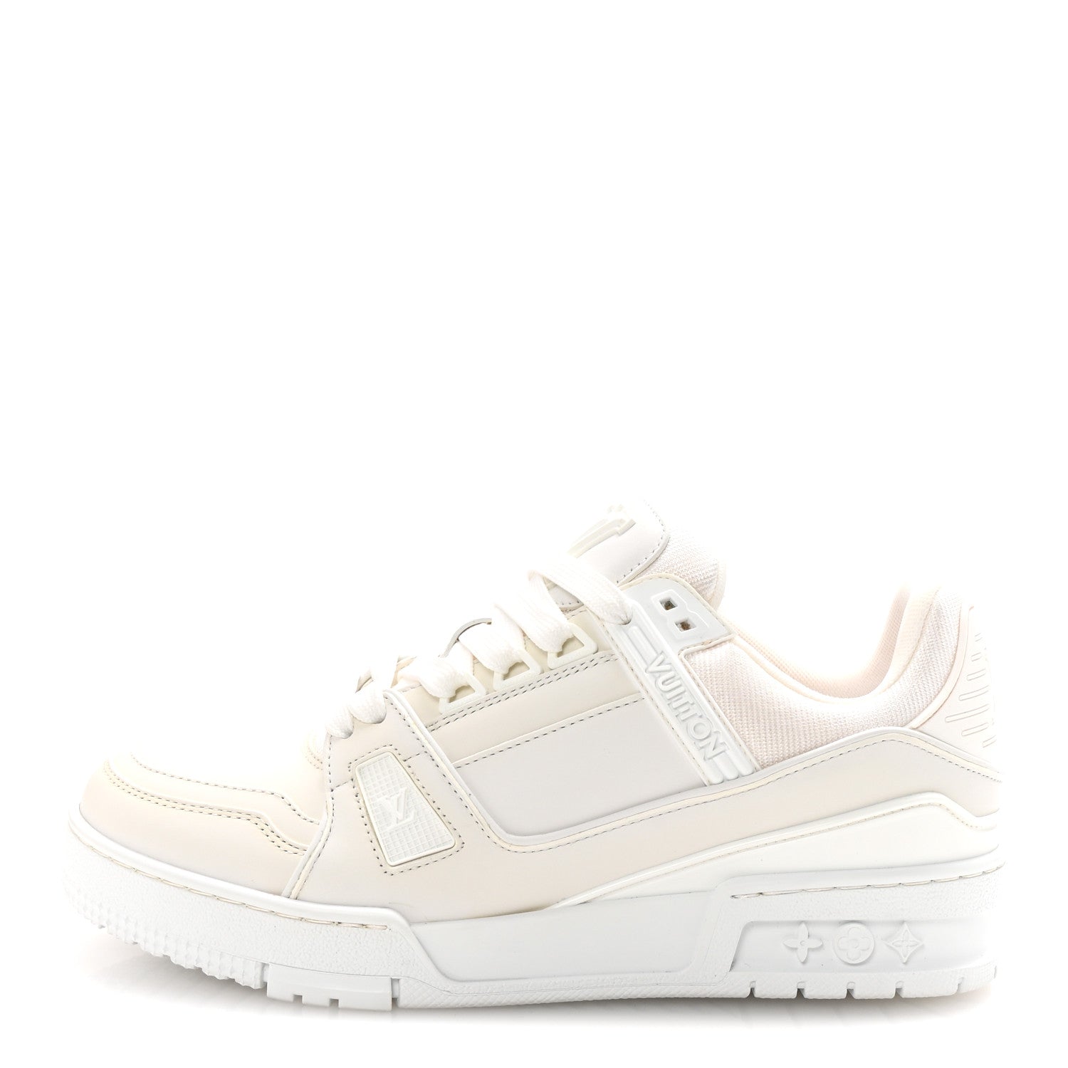 Louis Vuitton Calfskin Womens LV Trainer Sneakers 37.5 White