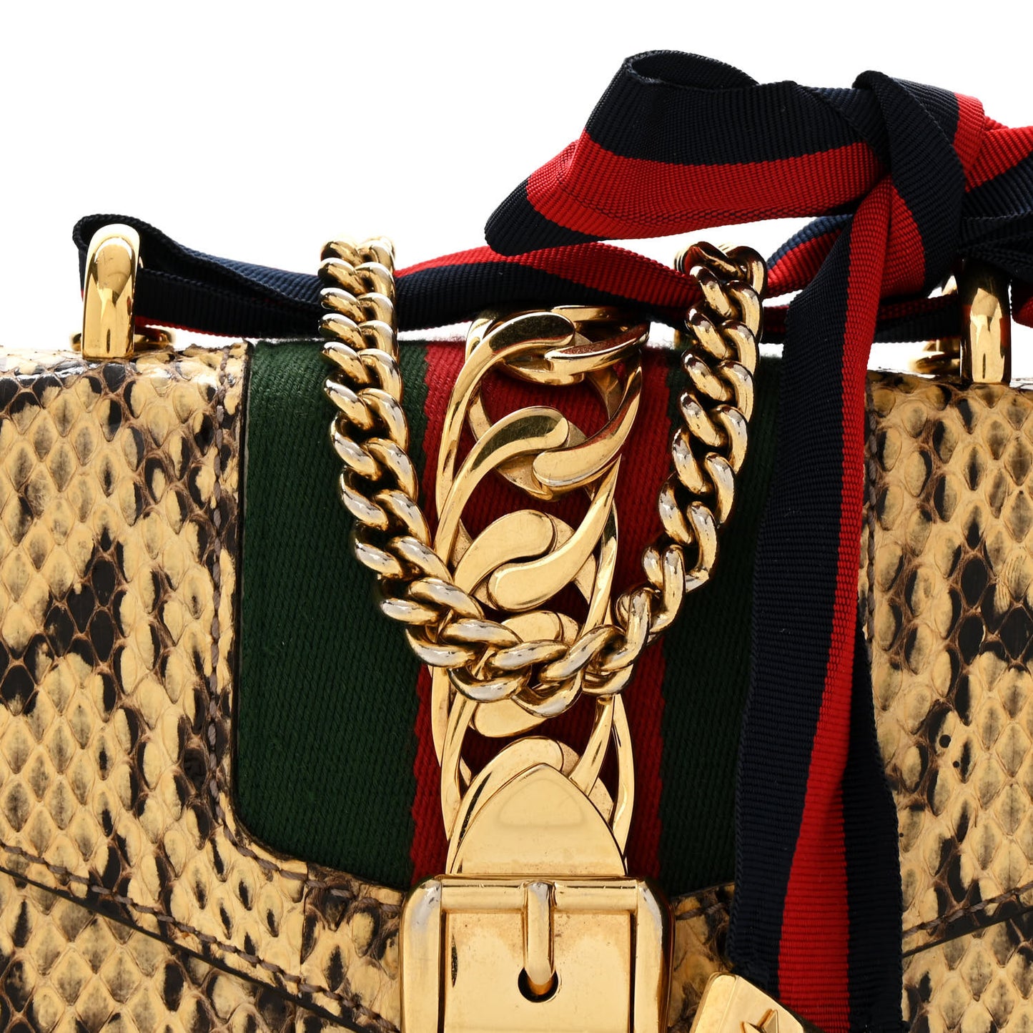 Snakeskin Mini Sylvie Chain Shoulder Bag Roccia