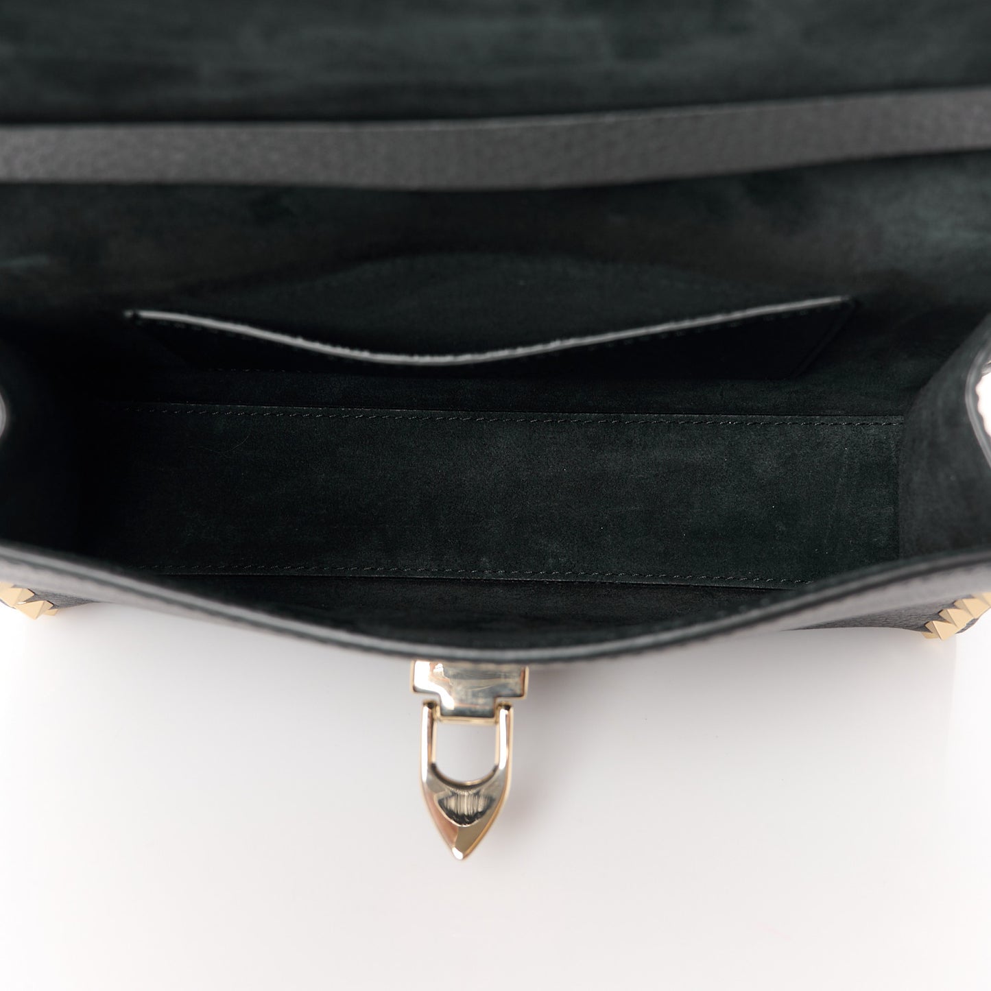 Pebbled Calfskin Medium Rockstud Flip Lock Crossbody Bag Black