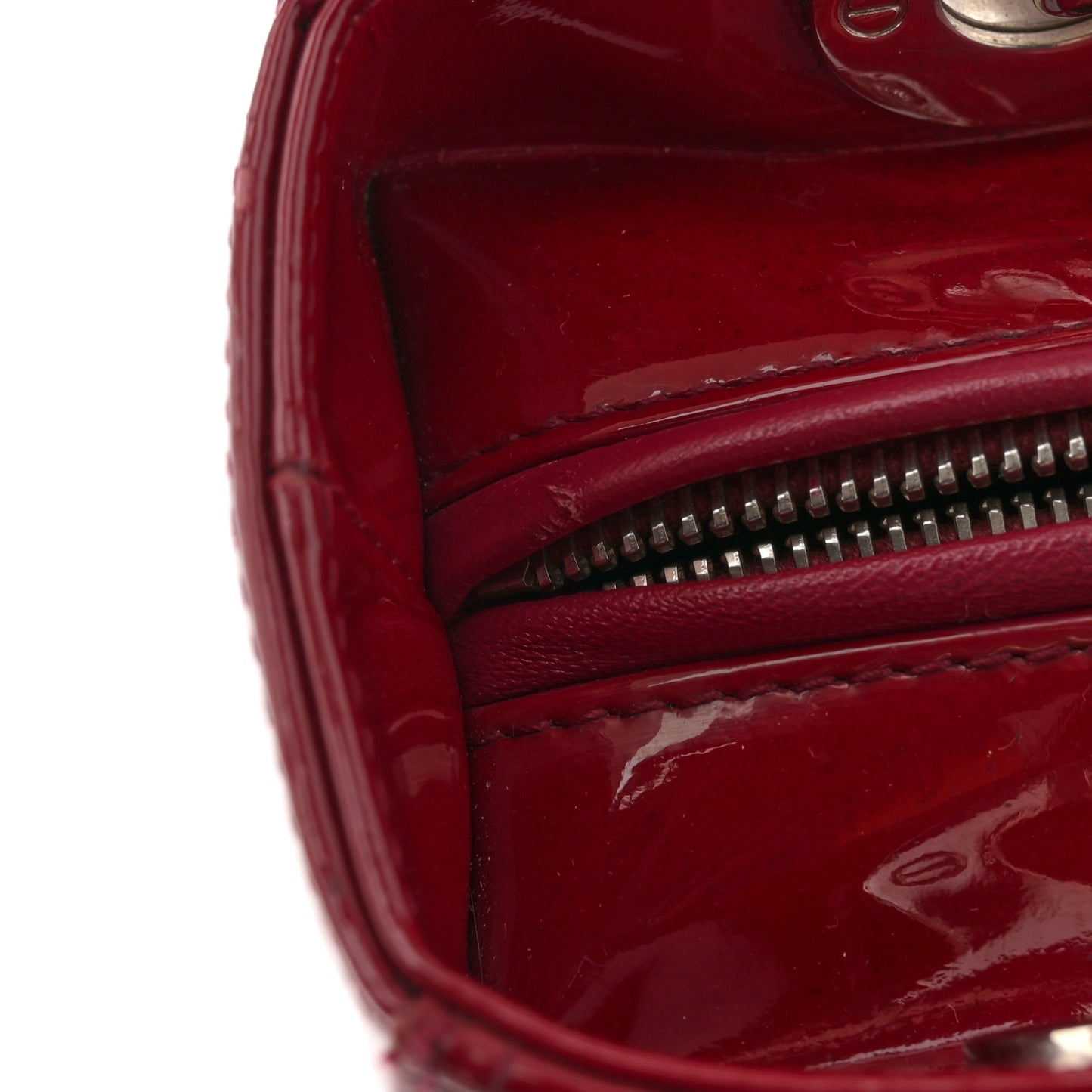 Patent Cannage Medium Lady Dior Red