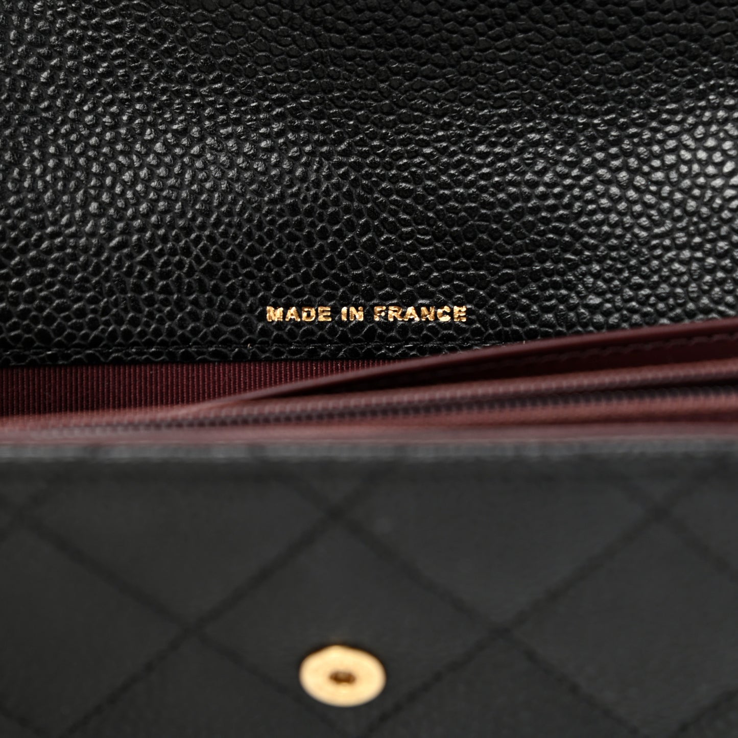 Caviar Quilted Large Gusset Flap Wallet Black