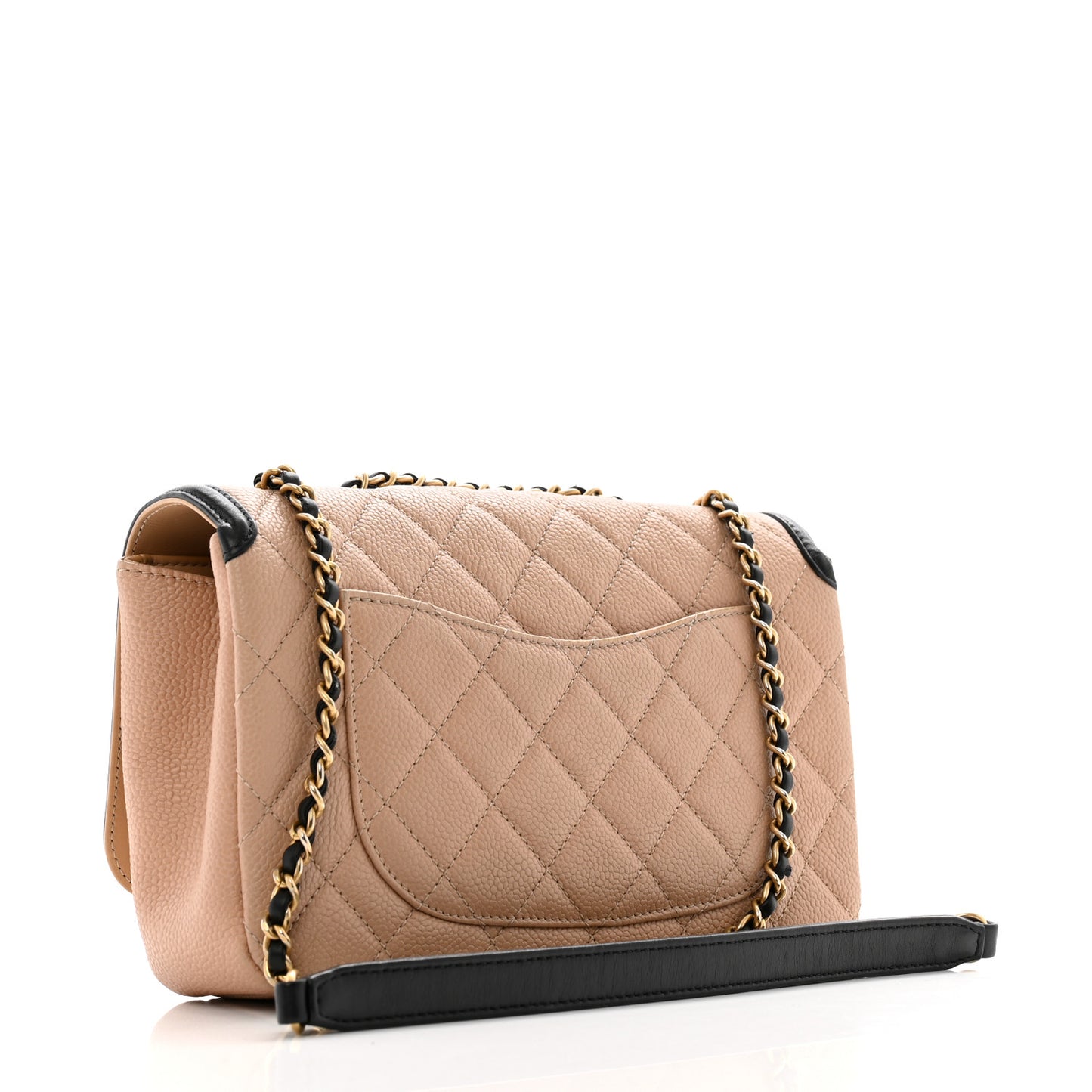Caviar Quilted Small CC Filigree Flap Beige Black