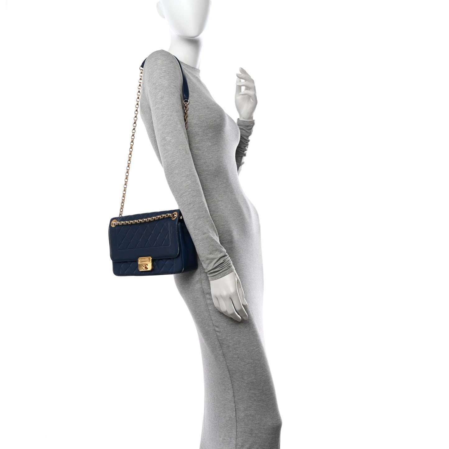 Lambskin Quilted Large Chic With Me Flap Navy
