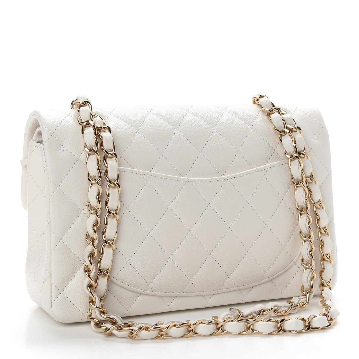 Caviar Quilted Small Double Flap White