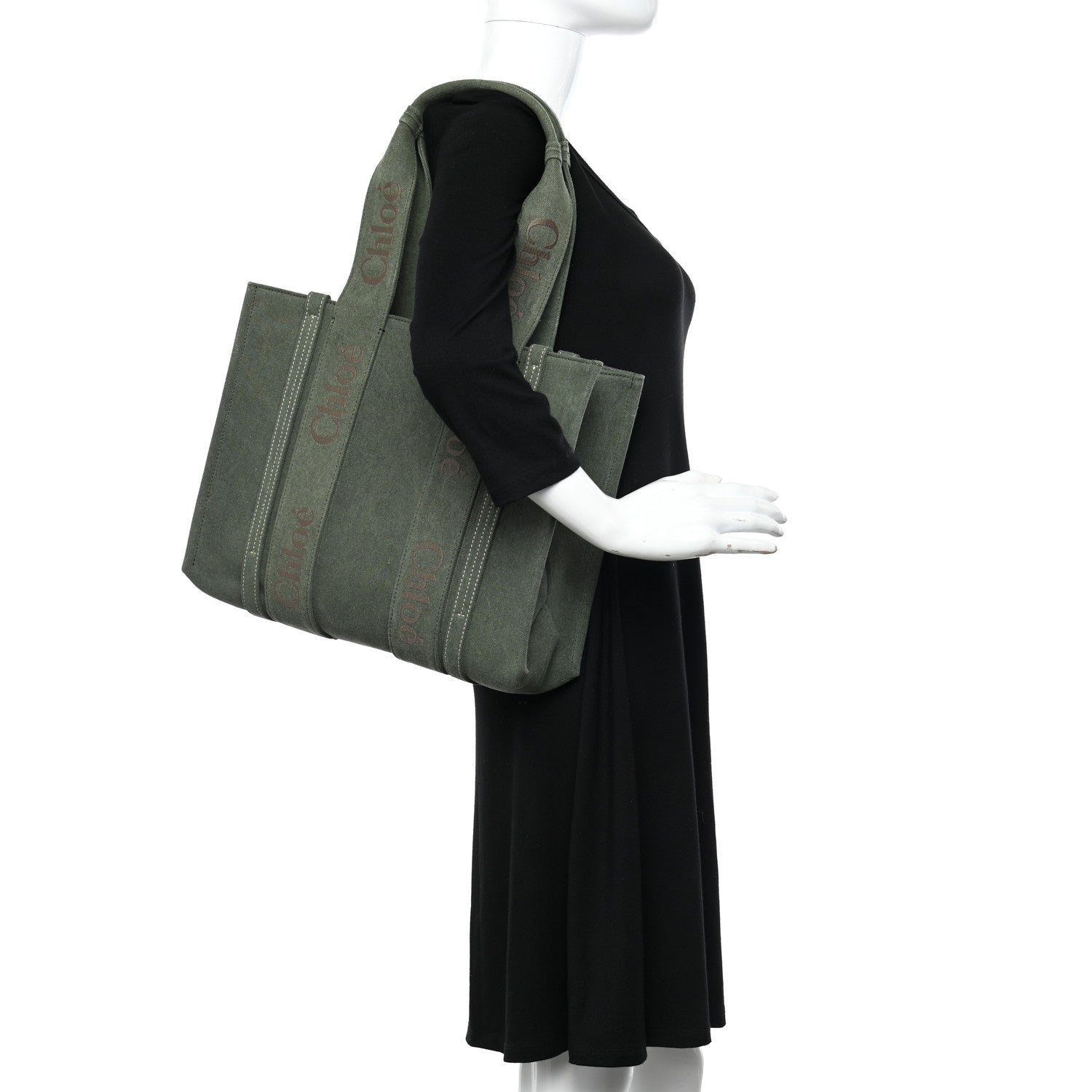Chloe Linen Medium Woody Tote Wide Forest 2 of 10