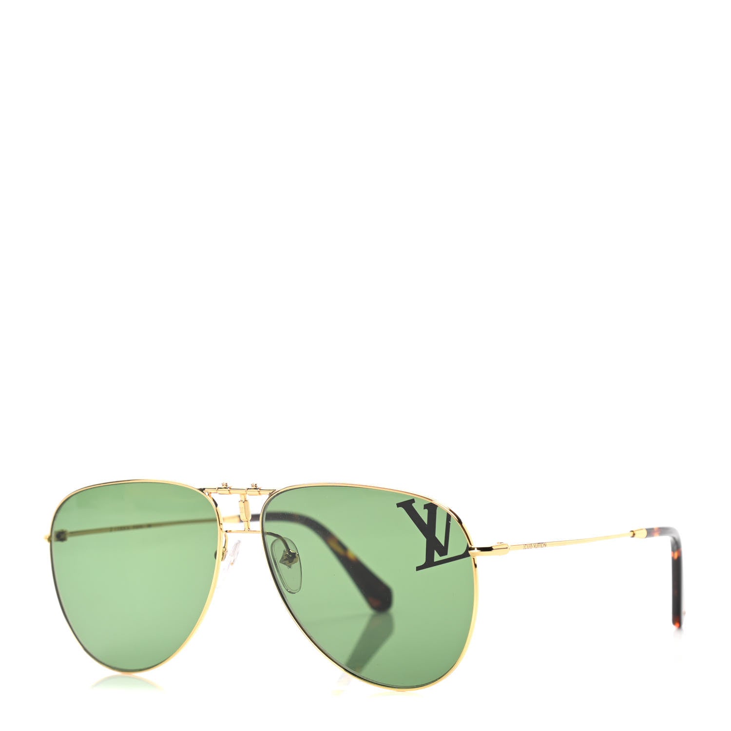 Louis Vuitton Metal Aviator Sunglasses Z1380U Gold Green 875700