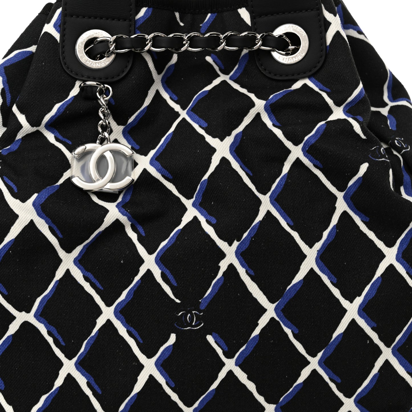 Canvas Printed Airline Drawstring Bag Black Blue