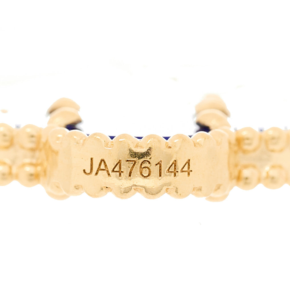 18K Yellow Gold Diamond Lapis Lazuli 5 Motifs Vintage Alhambra Bracelet