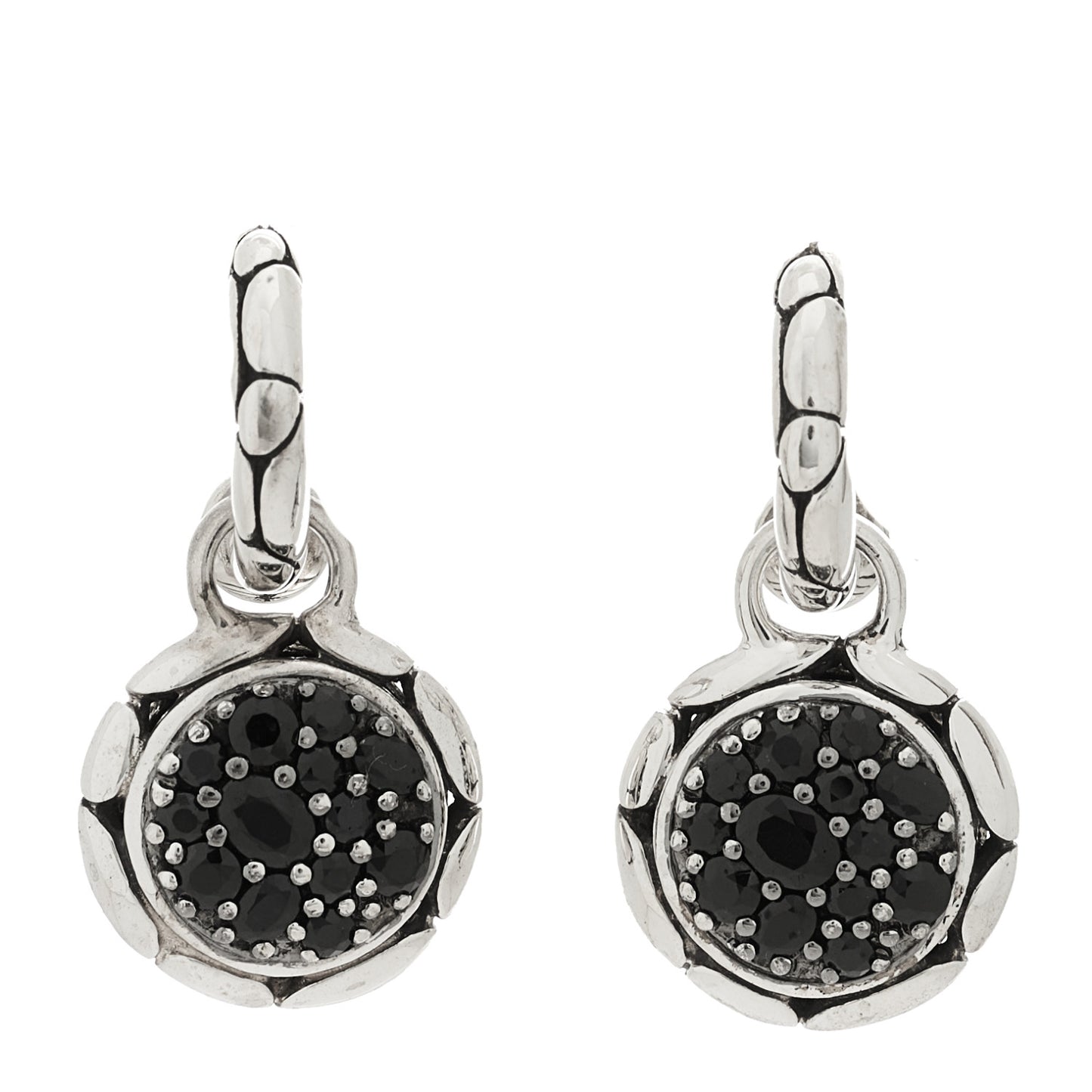 Sterling Silver Black Sapphire Kali Batu Drop Earrings