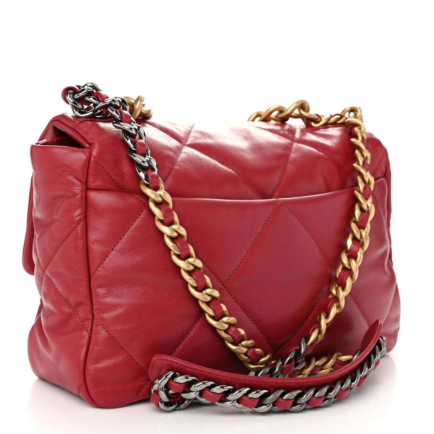 Goatskin Quilted Large Chanel 19 Flap Red