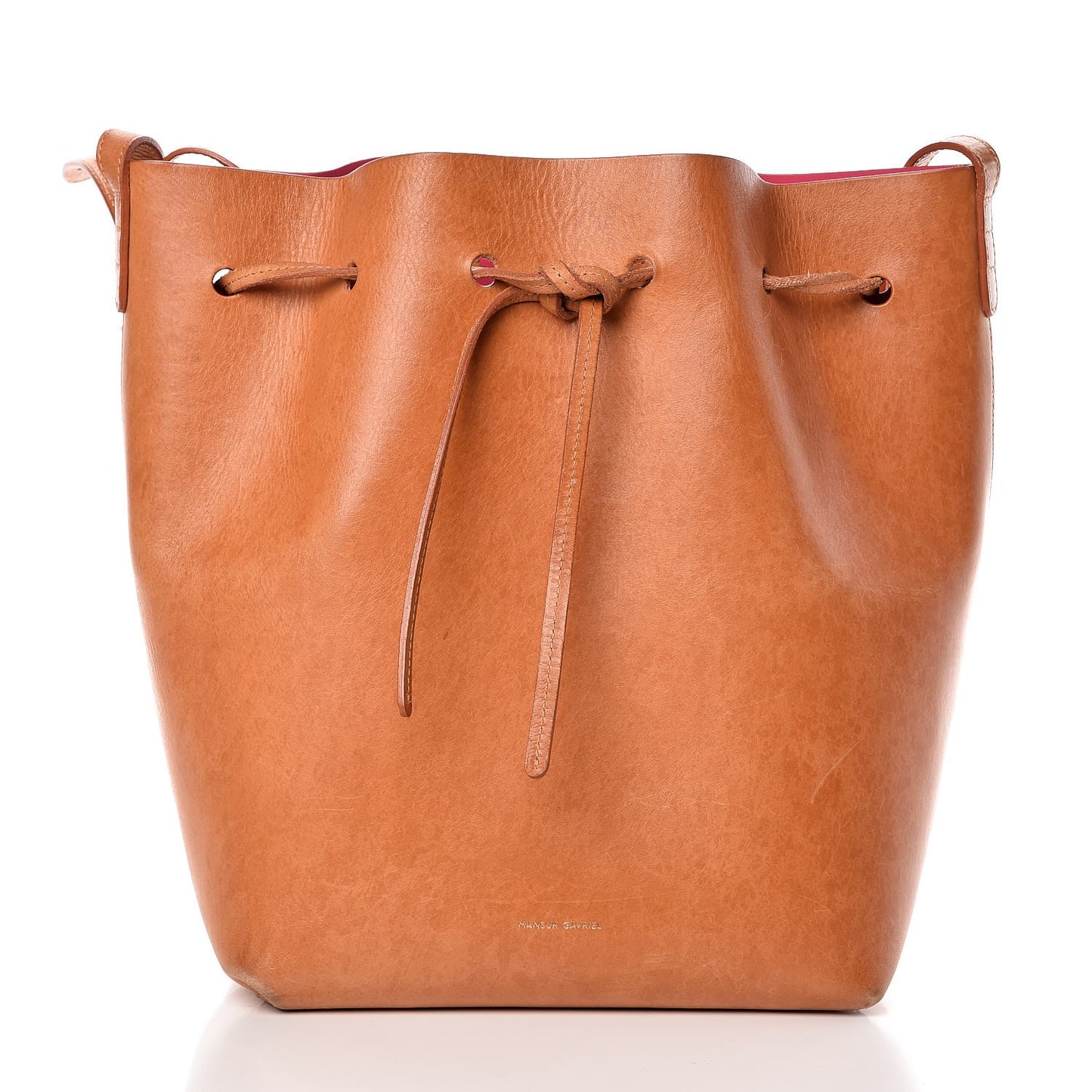 Vegetable Tanned Calfskin Mini Bucket Bag Camello Rosa