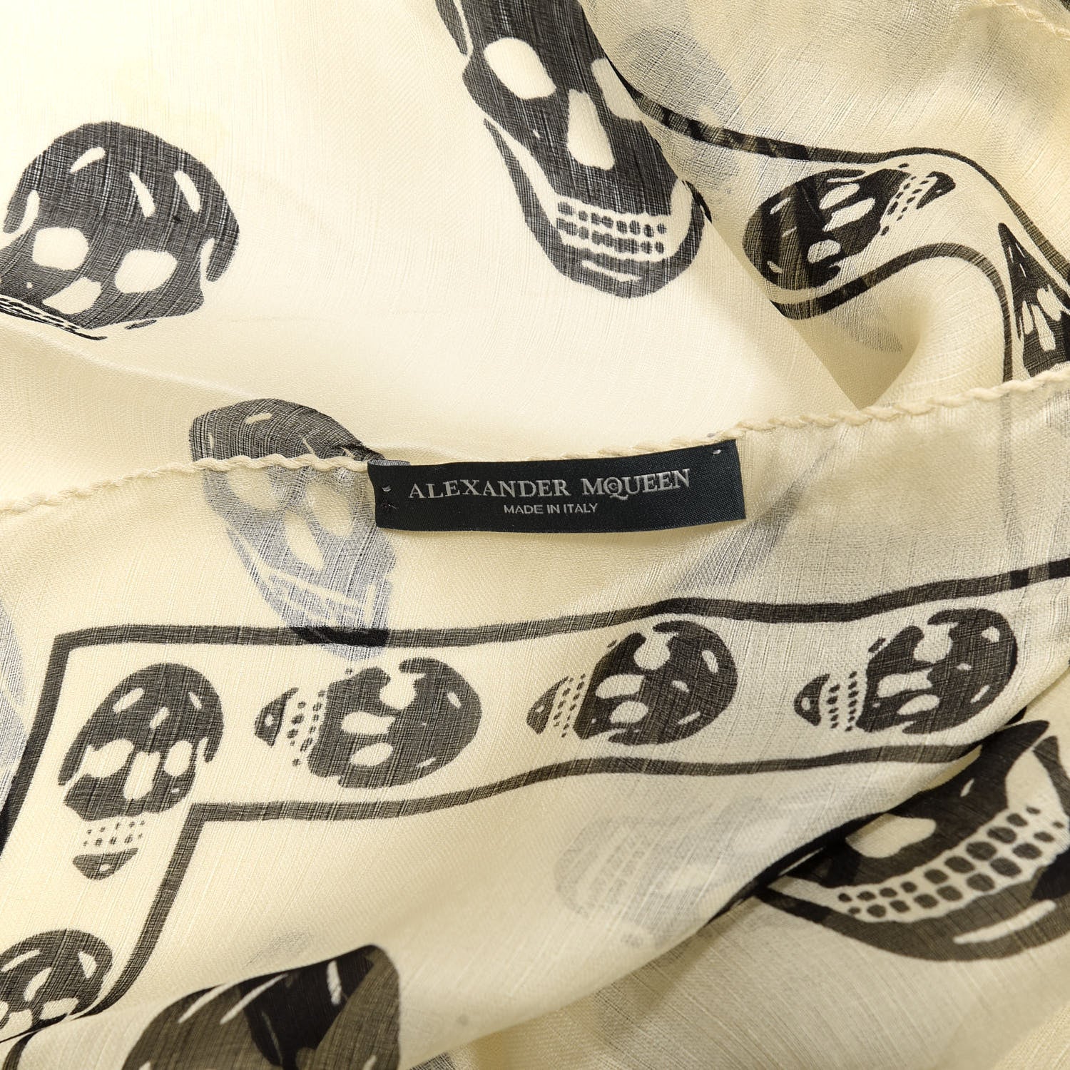 Alexander McQueen Silk Chiffon Skull Scarf Ivory Black 2 of 4