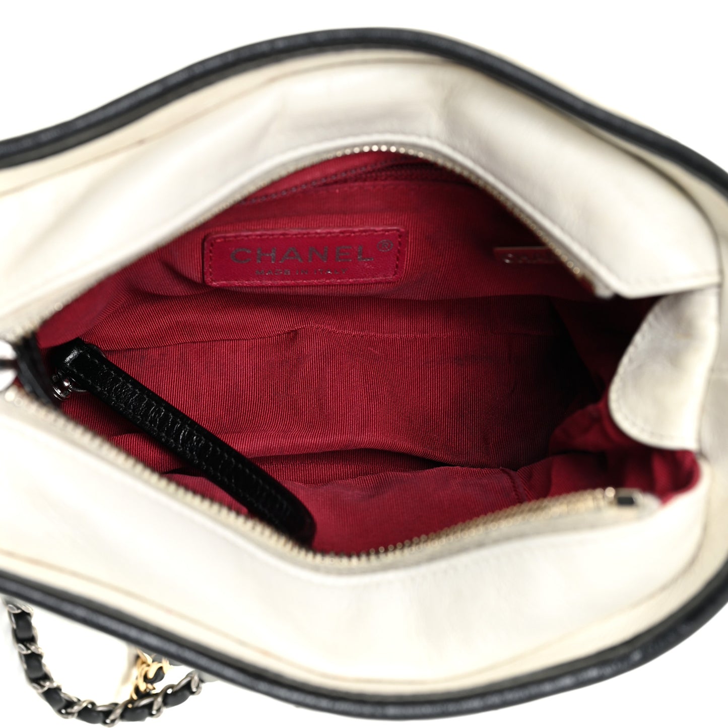 Aged Calfskin Quilted Small Gabrielle Hobo Black White