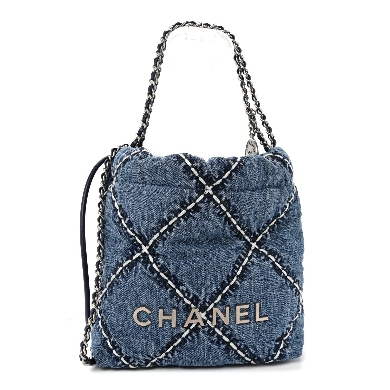 Chanel Denim Stitched Quilted Mini Chanel 22 Blue 1890233