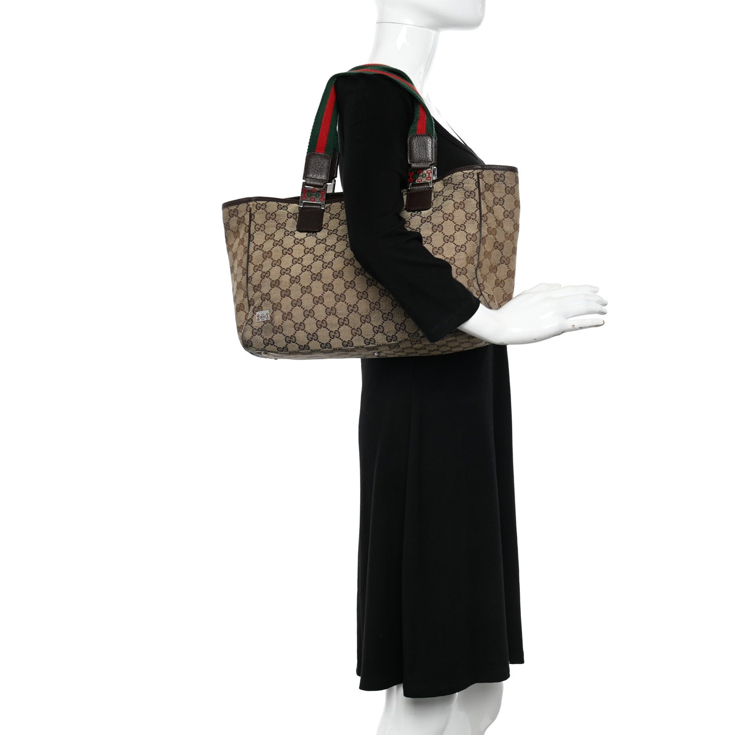 GG Monogram Web Pop Tote Dark Brown