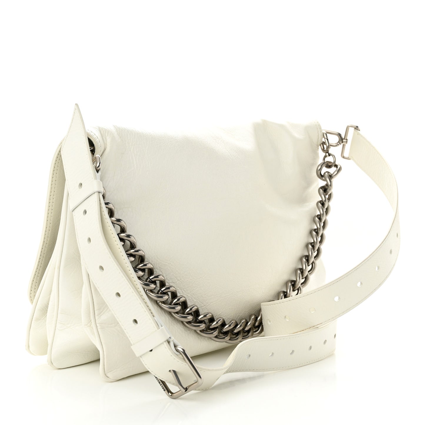 Peach Calfskin Large BB Soft Bag White