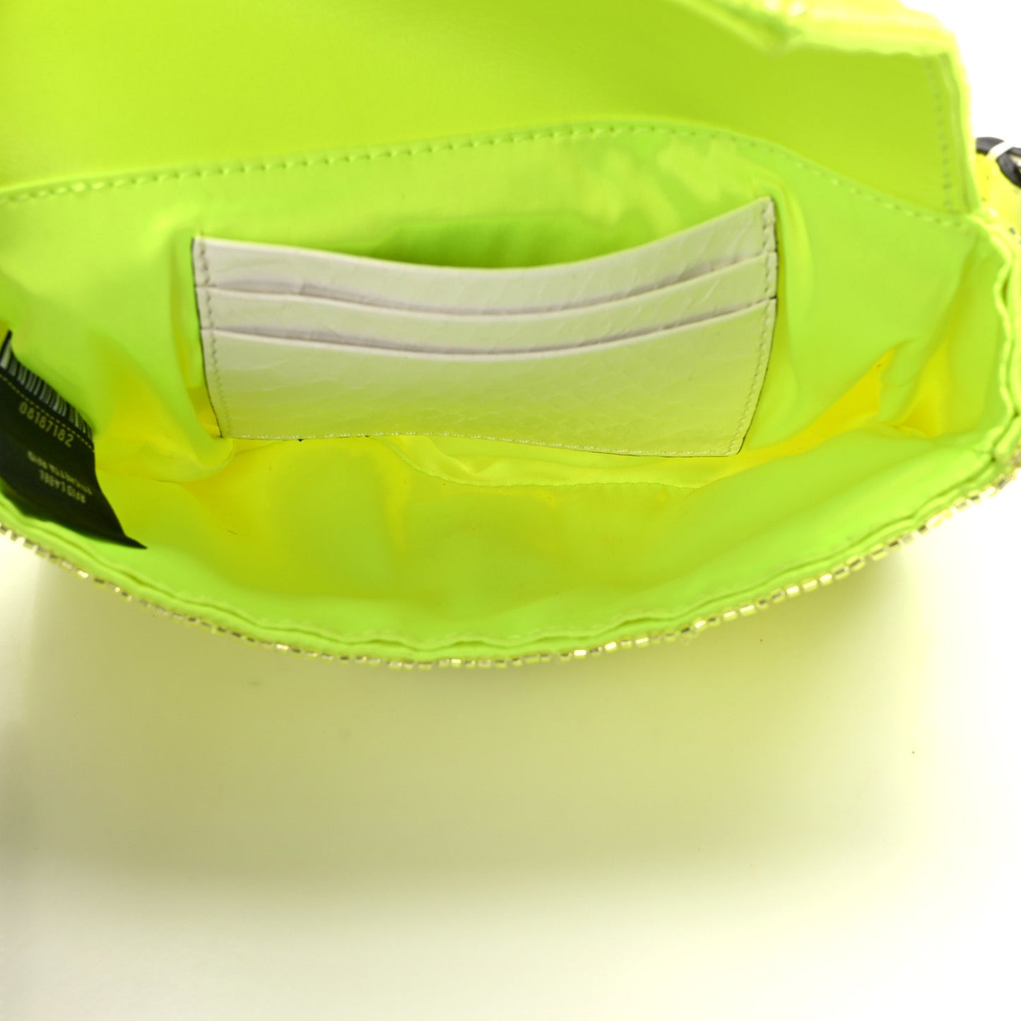Transparent Paillettes Elaphe Mini Baguette Yellow Fluo Avorio
