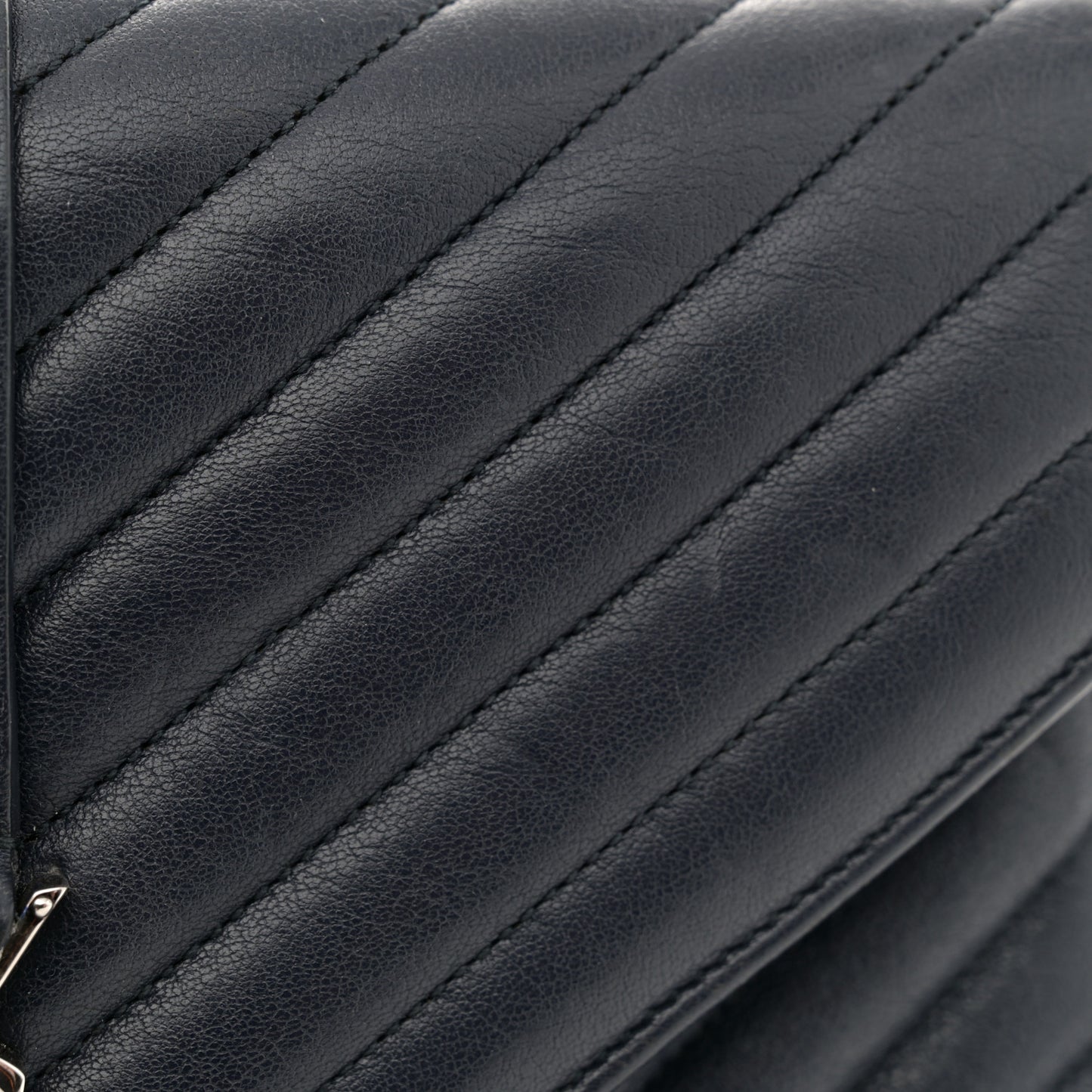 Sheepskin Matelasse Chevron Monogram Medium College Bag Deep Marine