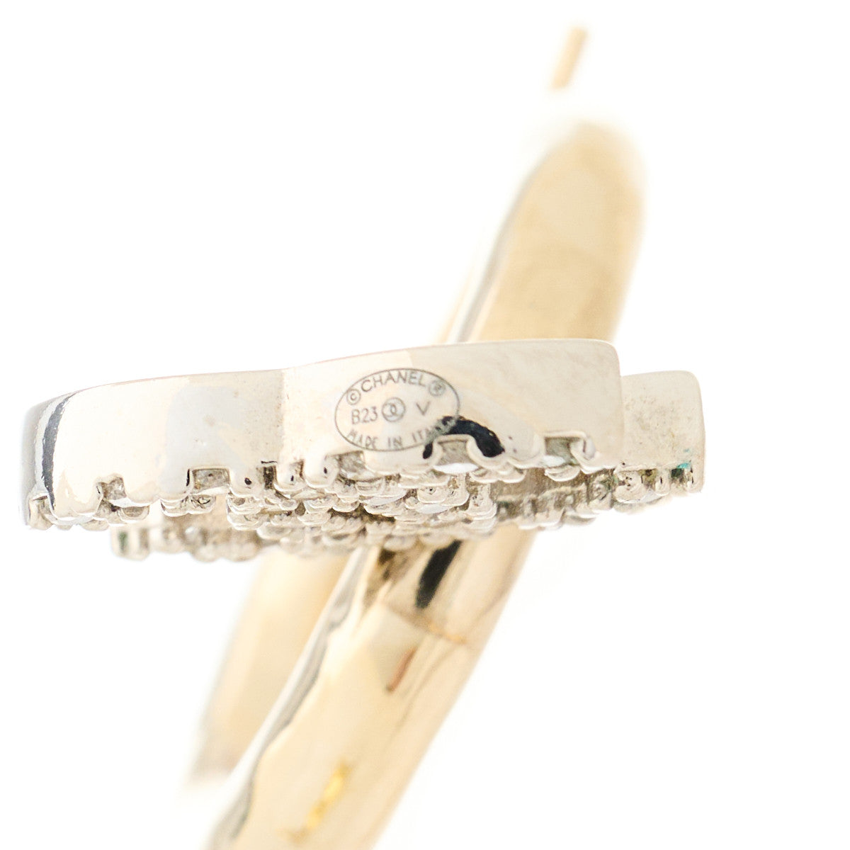 Metal Crystal CC Hoop Drop Earrings Gold