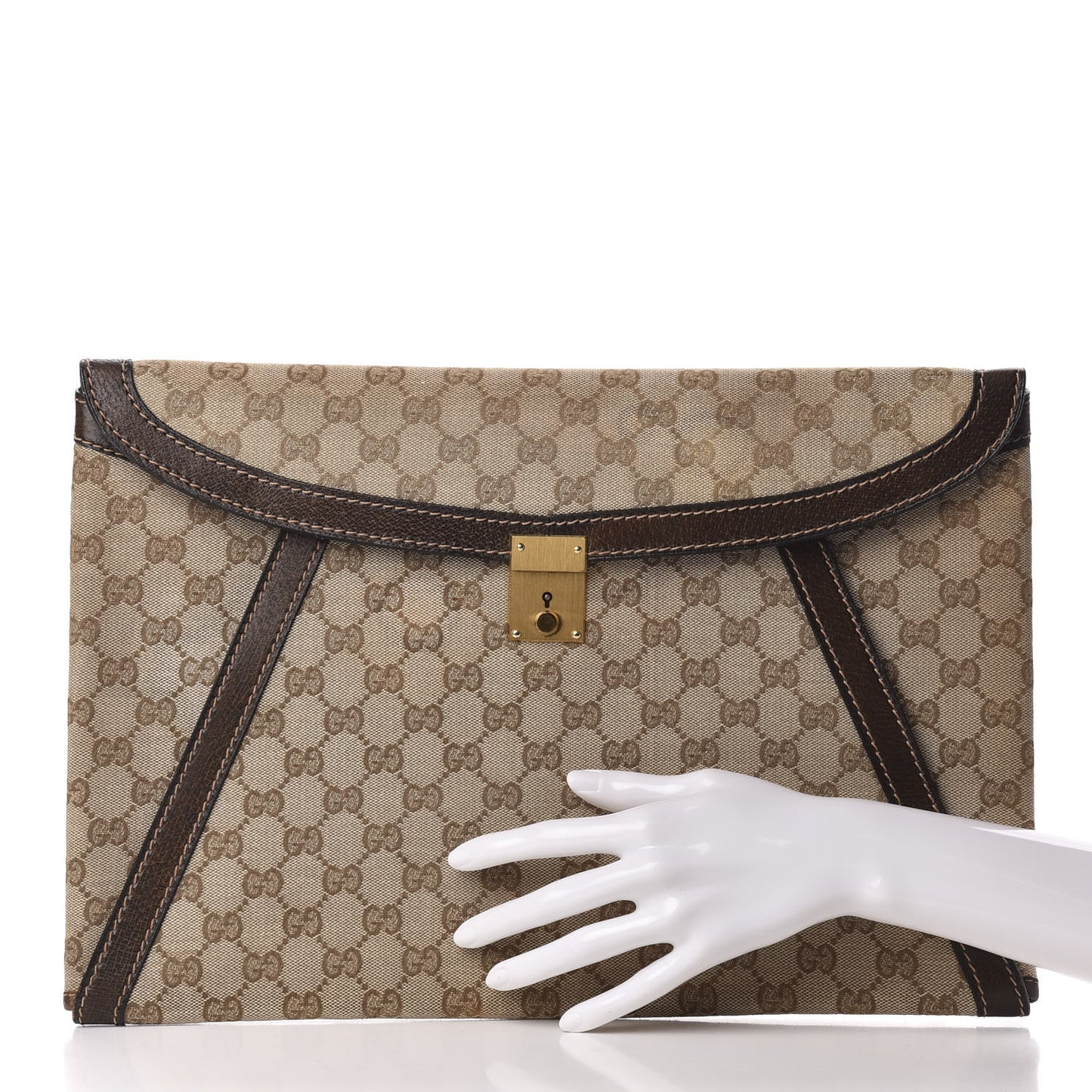 Monogram Flap Clutch Brown