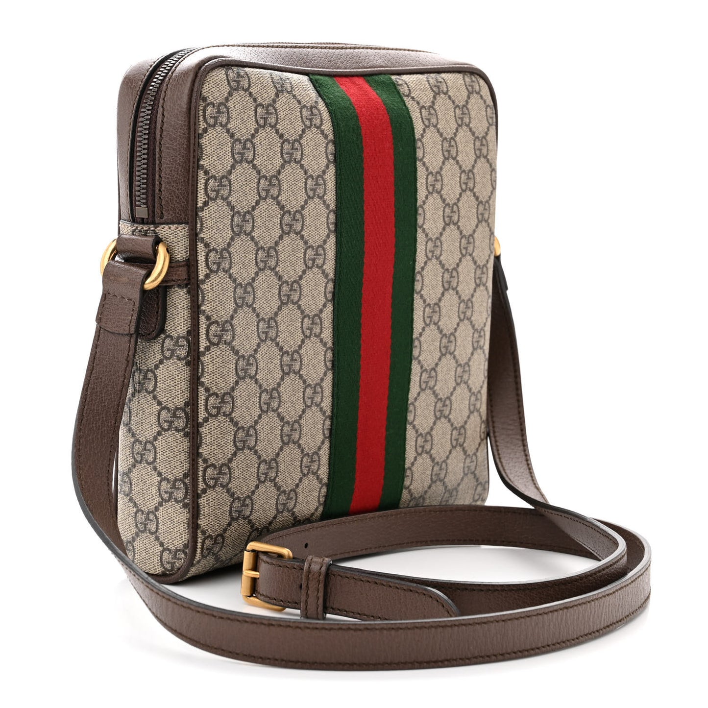 GG Supreme Monogram Web Small Ophidia Messenger Bag Brown