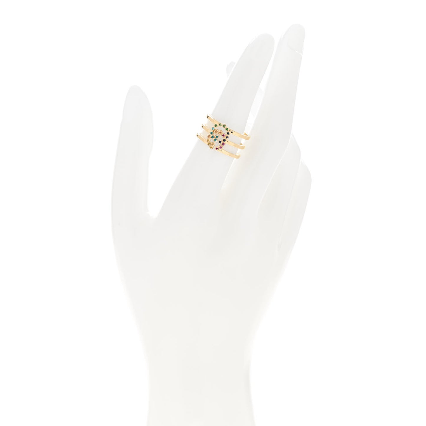 18K Yellow Gold Sapphire Topaz Tsavorite Running GG Ring 53 6.5