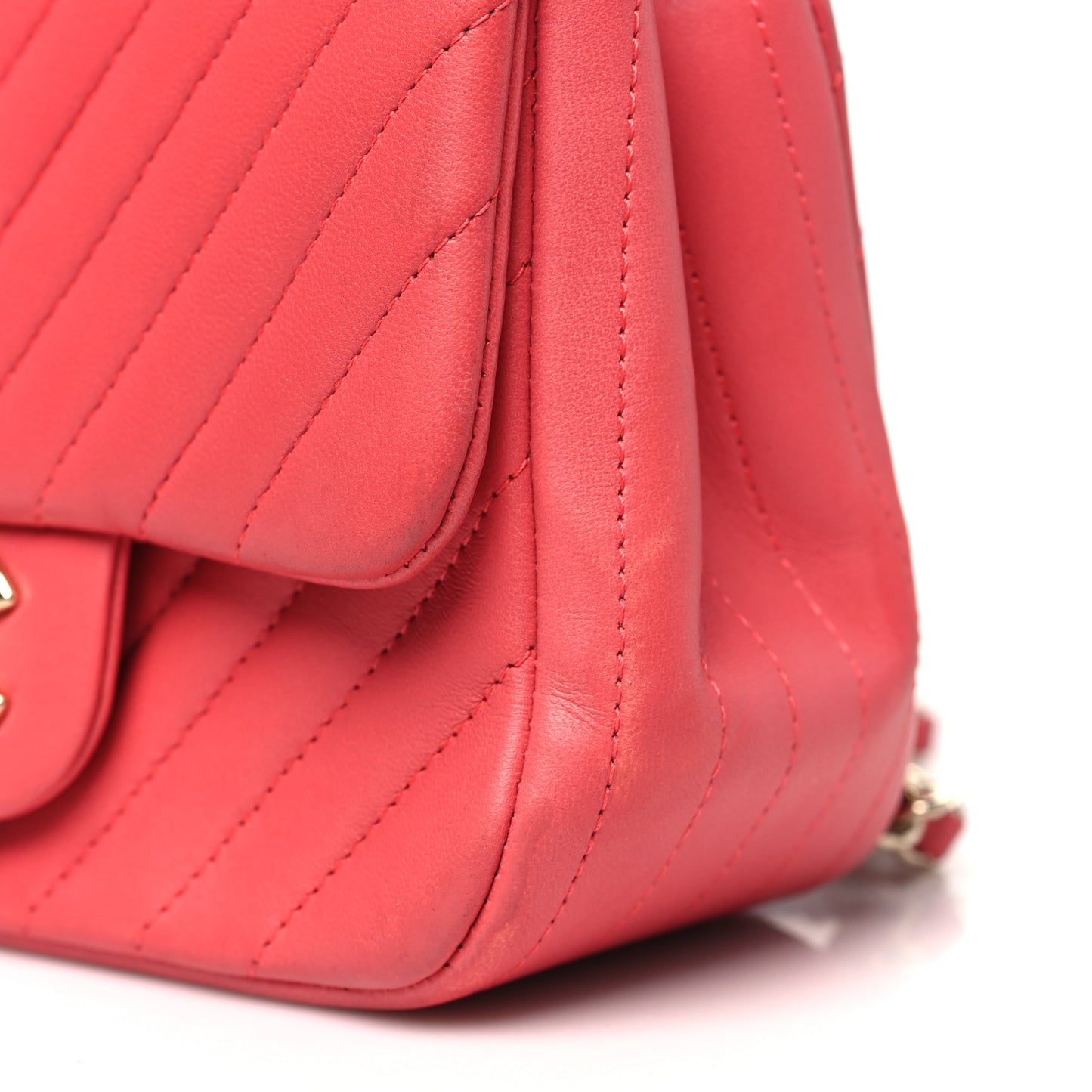 Lambskin Chevron Quilted Mini Square Flap Pink