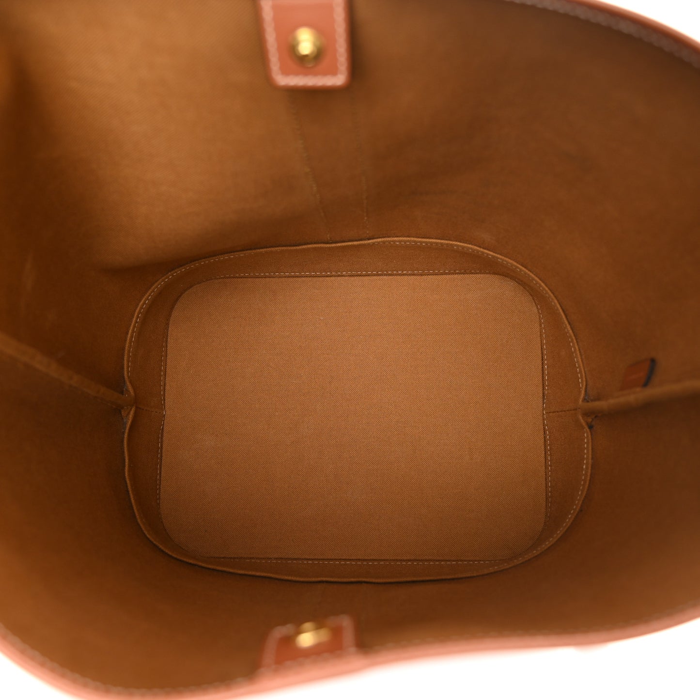 Triomphe Canvas Calfskin Medium Bucket Bag Tan
