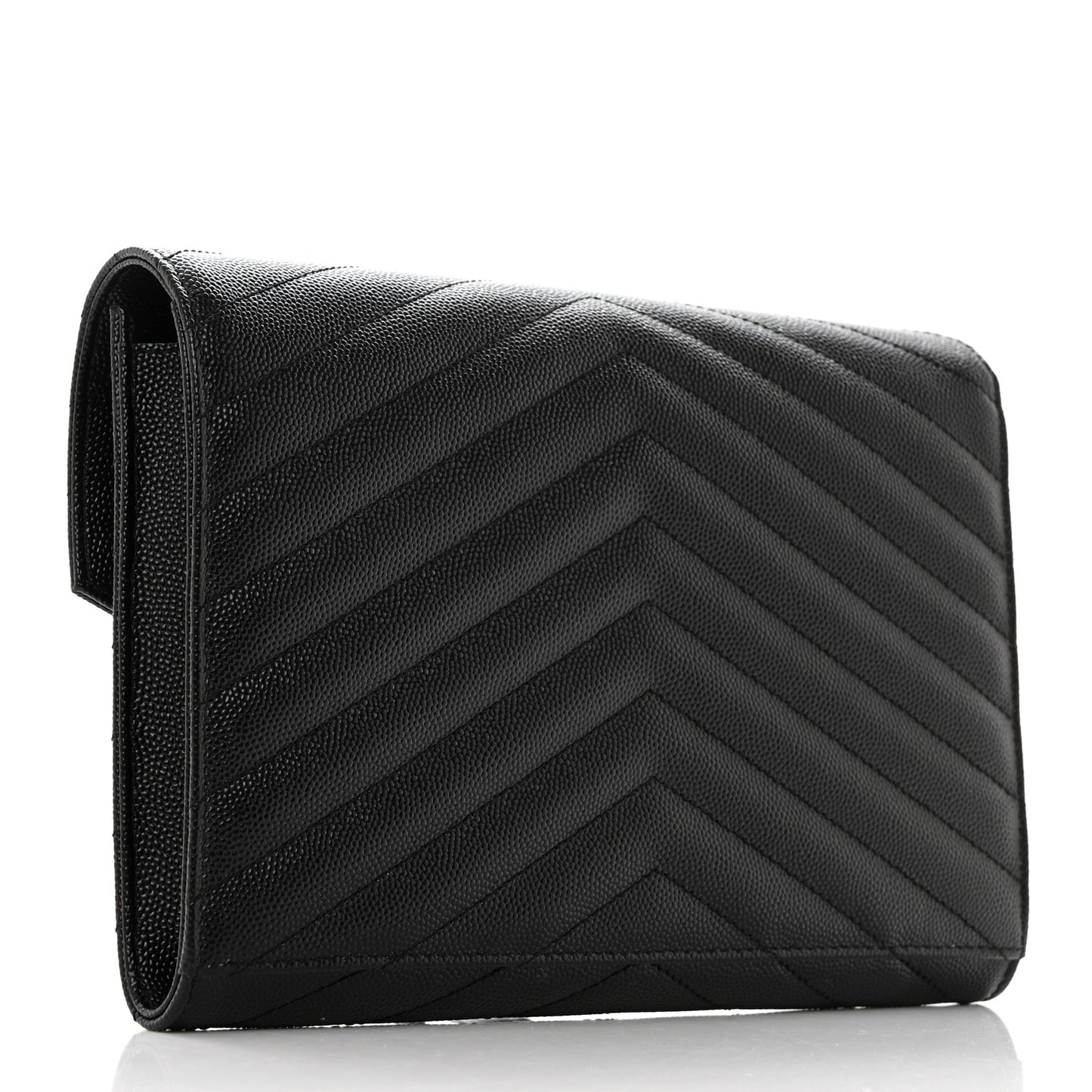 Grain De Poudre Matelasse Chevron Monogram Monochrome Envelope Clutch Black