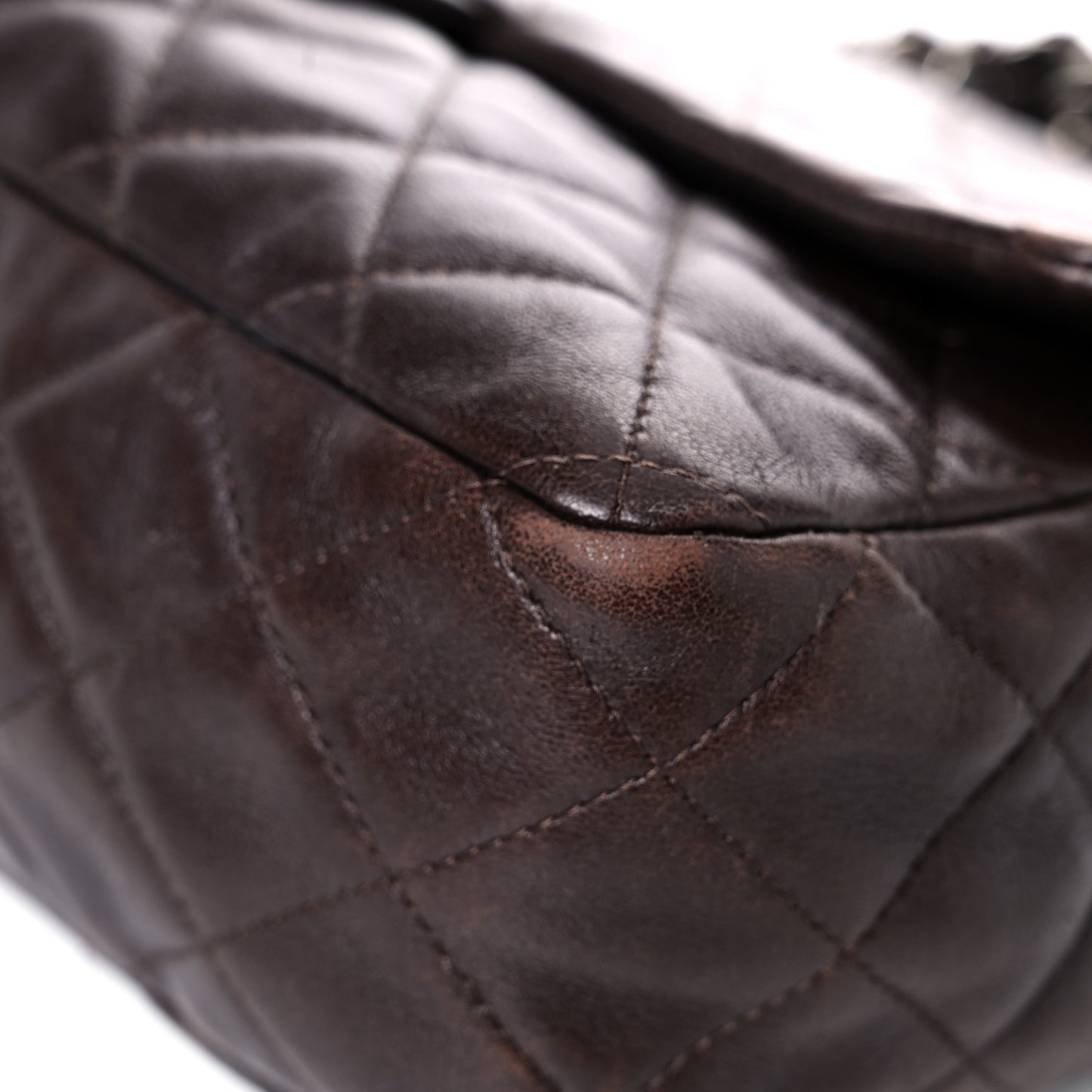 Washed Lambskin Quilted Jumbo Hybrid Reissue Flap Dark Brown