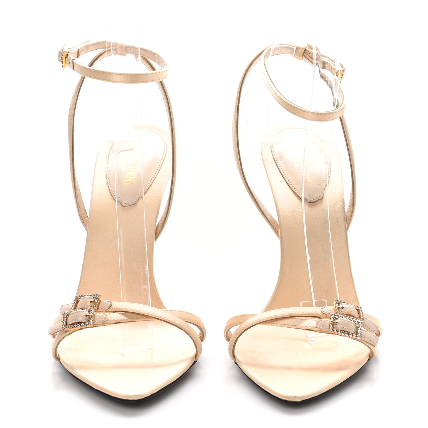 Crepe Satin Crystal New Nuit 110 Sandals 39.5 Soft Nude