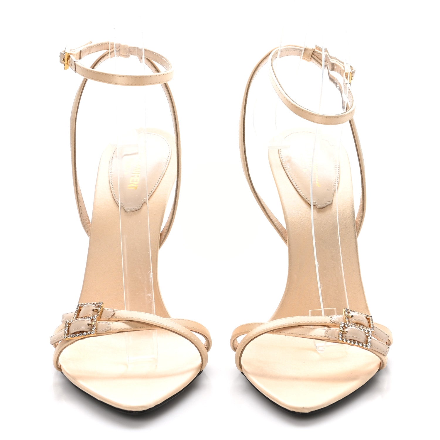 Saint Laurent Crepe Satin Crystal New Nuit 110 Sandals 39.5 Soft Nude 2 of 8