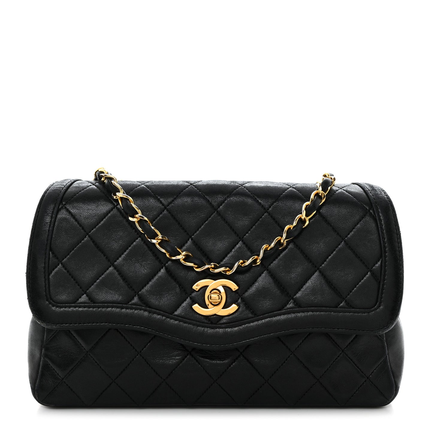 Lambskin Quilted Small Single Flap Black