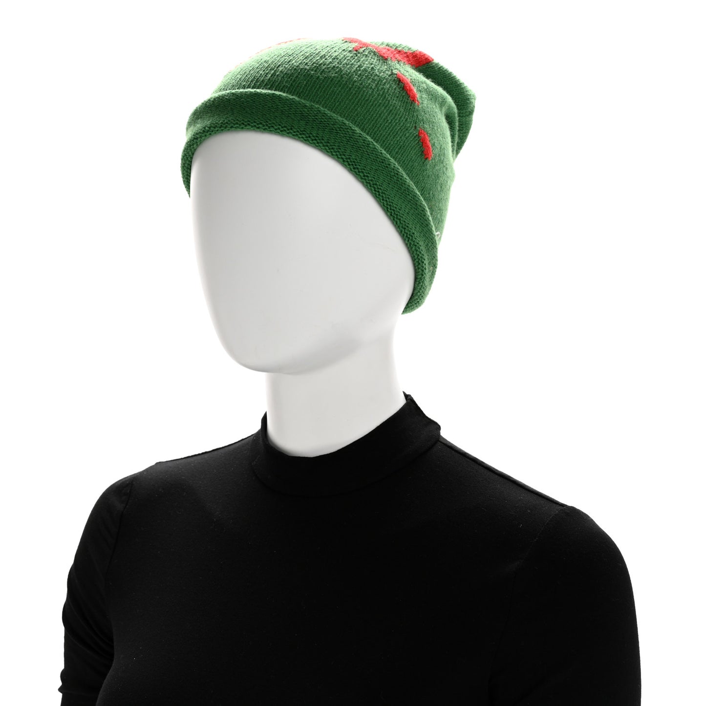 Wool GucciGhost Beanie Hat M Green Red